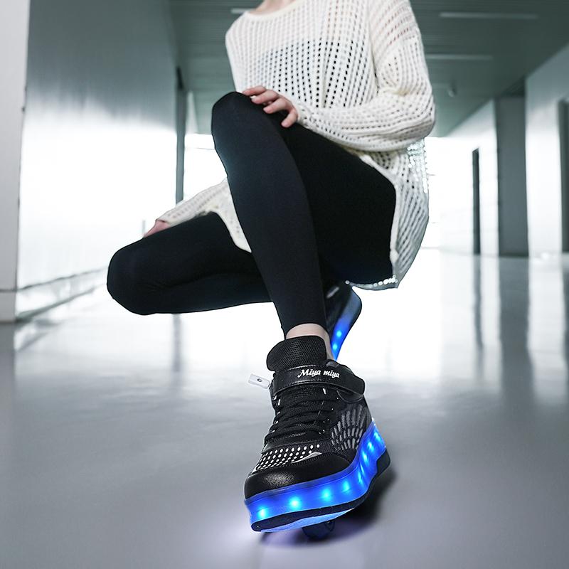 27-40 Kid's Lighting Sneakers Rubbing Shoes Children's Shoes Solid Milky Patch Can Charging Lantern Shoes