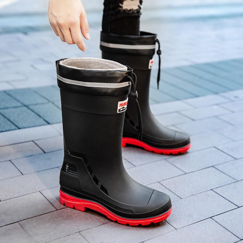 High-end Rain Shoes Men's Closed Rainproof Waterproof Shoes High Rain Boots Takeaway Rider Special Rubber Shoes Fishing Shoes