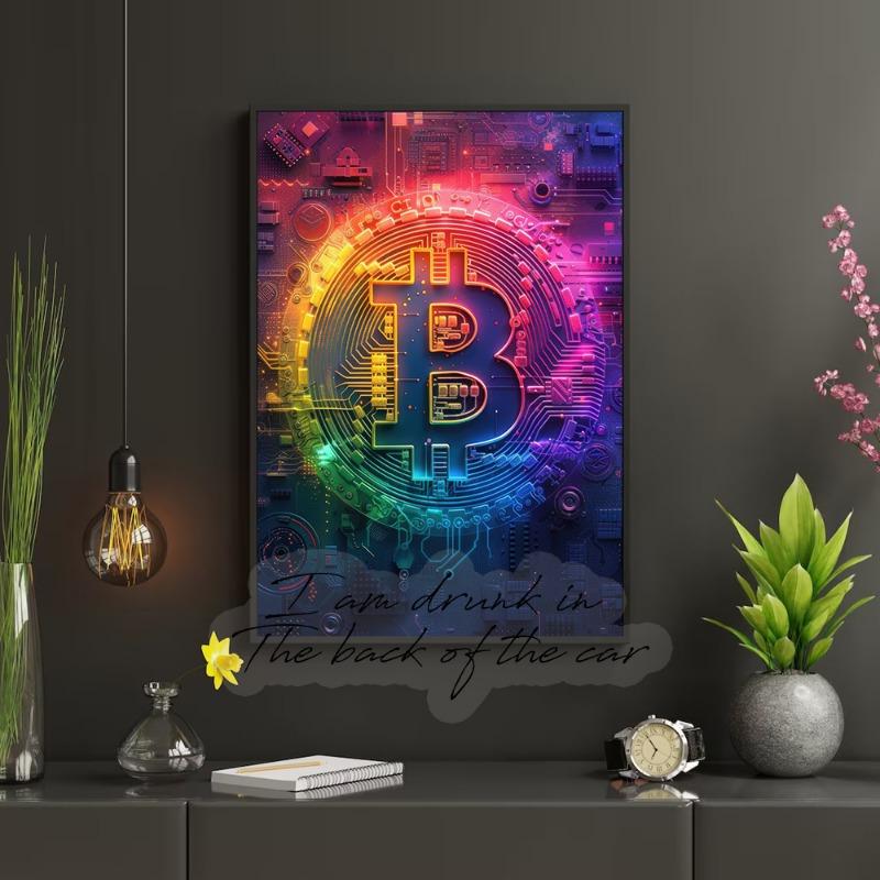 Crypto Bitcoin Logo Poster Canvas Printing Wealth Crypto Wall Art Decor Gaming Room Home Living Room Wall Art Decor Prints Gift