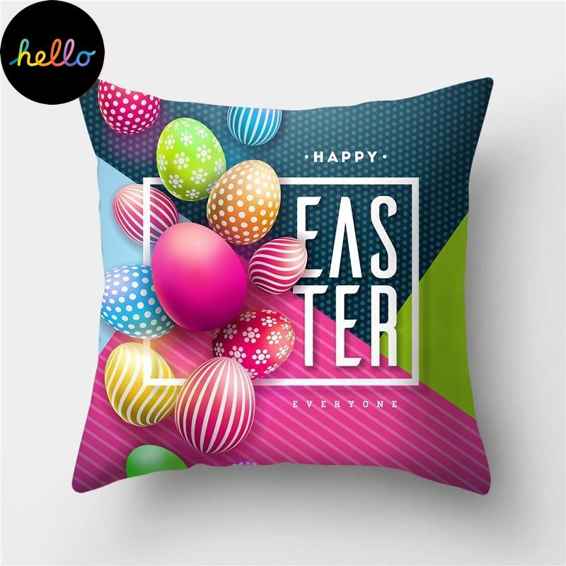 Easter Pillowcase Bunny Egg Rabbit Cus on Cover Happy Easter Decoration for Home Birthday Party Gifts for Kids