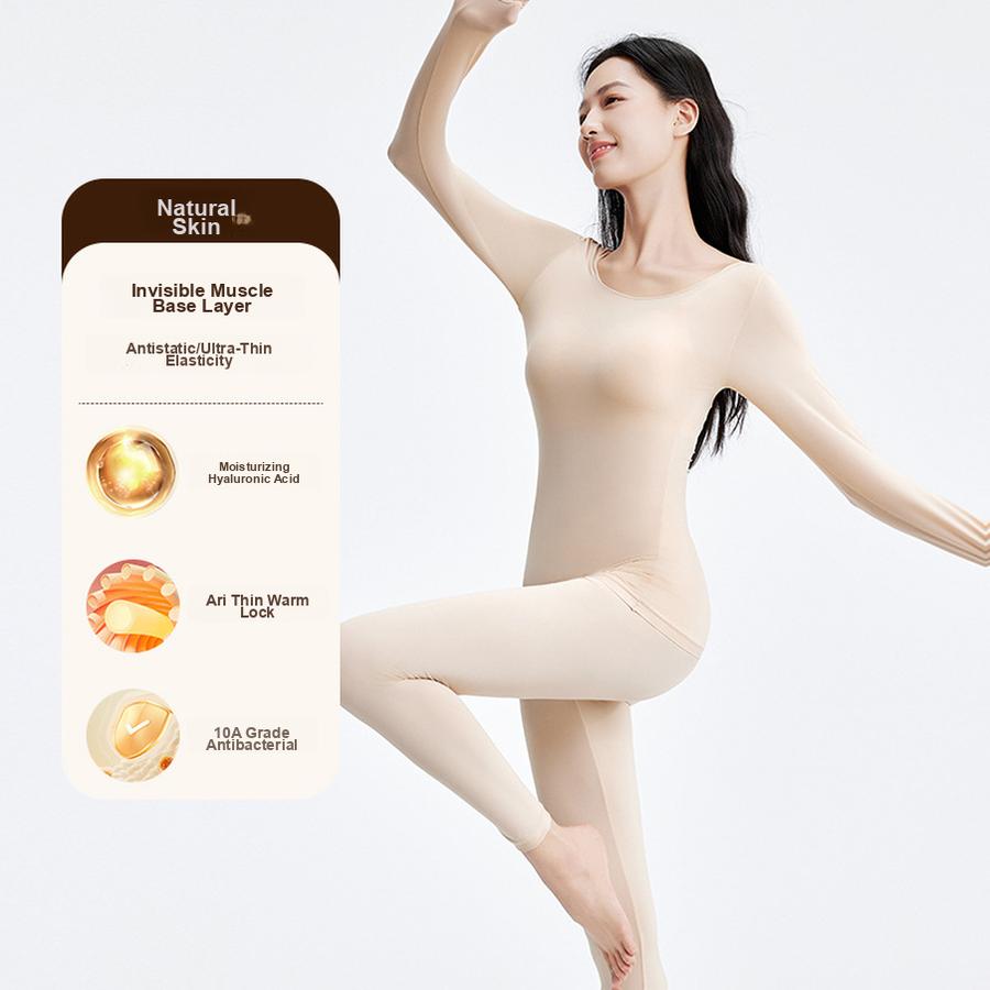 Ultra Thin Seamless Underwear Set for Women, Winter Thermal Base Layer Pajamas