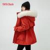 YAYA 2024 Women's Mid-Length Down Jacket with Fur Collar Hood
