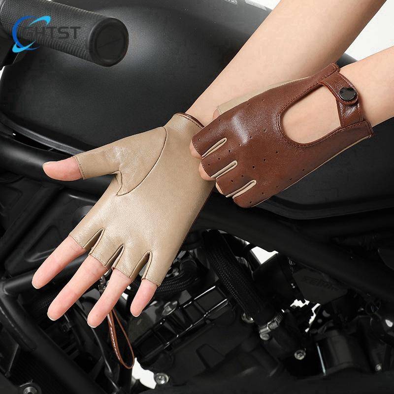 Sale Sheepskin punk show Women GlovesLeather half-finger Simple Winter Warm Comfortable Girl Gloves Trendy Female Glove