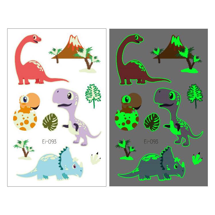 Adesivi Tatuaggi Temporanei di Dinosauri che si Illuminano al Buio per Bambini