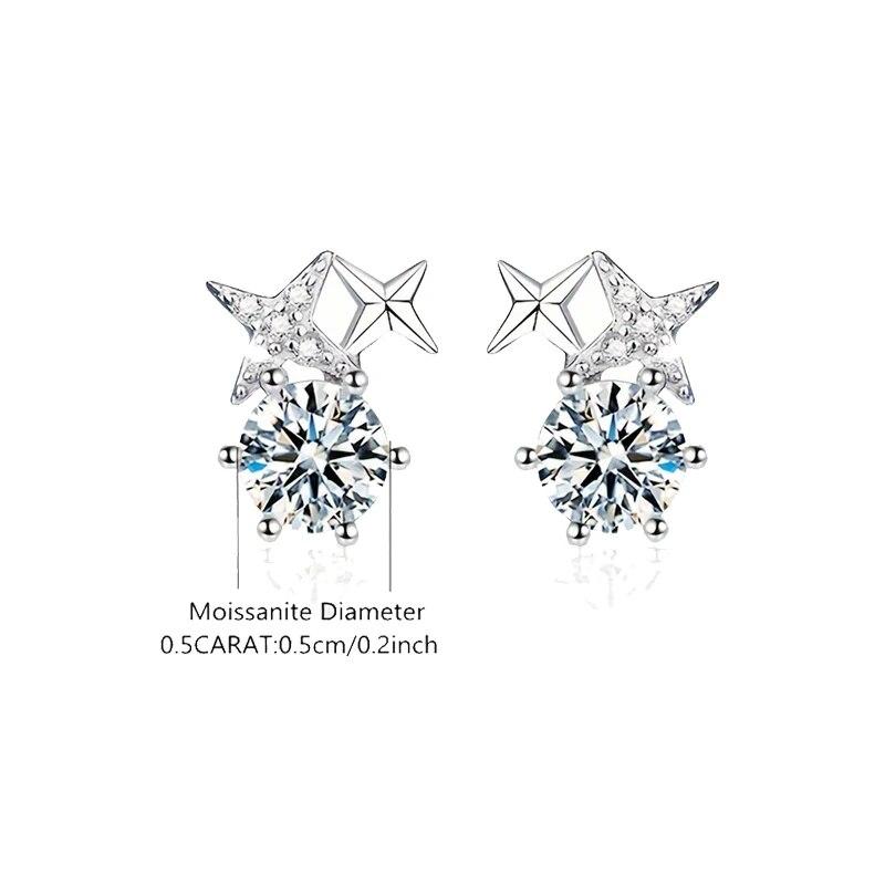 

S925 Серебряные серьги-гвоздики с муассанитом для женщин, простые восьмиконечные звезды в корейском стиле, подходят для подарков на Хэллоуин друзьям