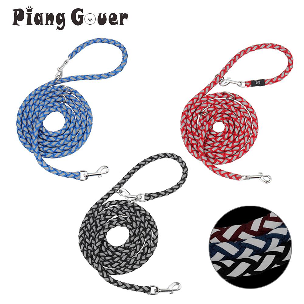 Reflective Double Buckle Pet Leash Double-ended Long Rope Dog Leashes Outdoor Training Walk