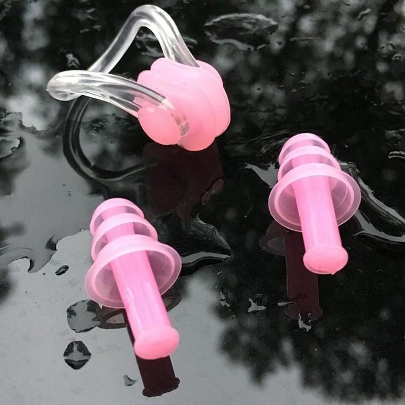Silicone Nose Clip Ear Plugs Set Swimming Adults Kids Unisex Leak-Proof Water Sports Gear