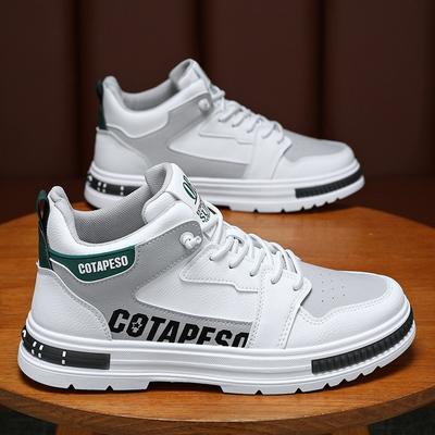 Zapatillas Casuales de Caña Alta para Hombre de Diseño Nuevo Transpirables con Plataforma Zapatos para Correr Botas Masculinas Modernas Versátiles de Cuero para Skate