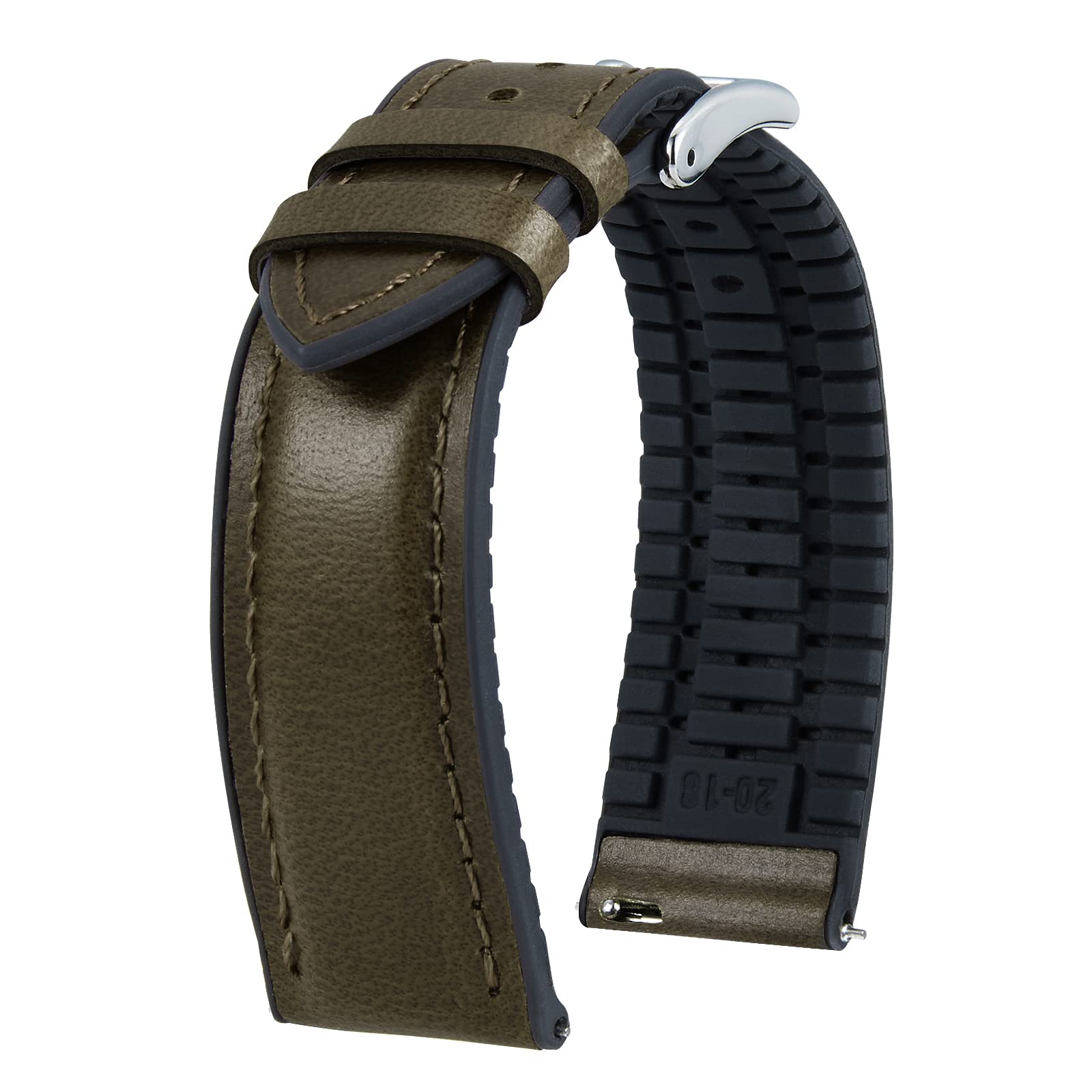 

[BINLUN] Leather Watch Strap, Quick Release, Leather, Watch Band, Inner Silicone, Breathable, 16 mm