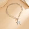 Five-pointed Star Chunky Chain Necklace Gold Color Clavicle Chain Pentagram Pendant Necklace  Women