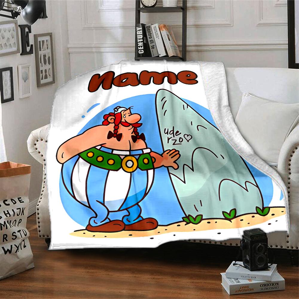 Personalisierbare Decke mit Namen und Persönlichkeit Asterix, Weich & Warm, für Sofa, Büro, Bett, Reise, Mittagspause, Geschenk, Geeignet für alle Jahreszeiten