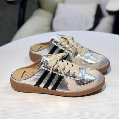 Sapatos de meia-sola femininos estilo retrô, antigos, polidos, de fundo plano, para usar como outer wear, 2025, novos, versáteis, confortáveis, sem salto, sapatos brancos