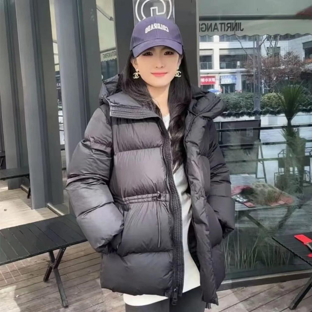 Autumn and Winter Fashion Warm Women's Hooded Drawstring Waist Was Thin and Small Cotton-padded Jacket