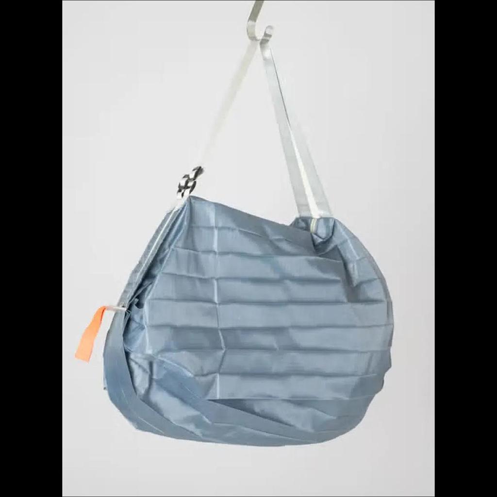 [Travel Essential] Daiso Korea Foldable Shoulder Bag Grey - Large Capacity Portable Travel Tote Bag (Authentic)