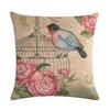 Lovely Flower And Bird Cushion Cover Retro Print Linen Pillowcase Decoration Living Room Bedroom Sofa Car 45*45Cm