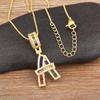 Nidin Simple Fashion 26 A-Z Letters Alphabet Rainbow Cubic Zirconia Pendant Necklace For Women Men Hip-Hop Style Copper Jewelry