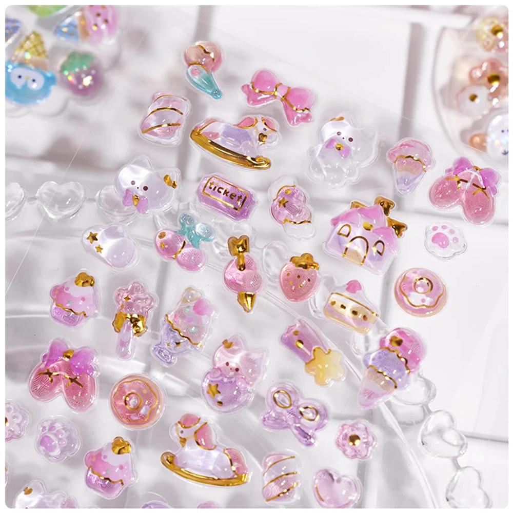 1Piece Kawaii Japanese 3D Crystal Decal Ease Sticker Cute Girl Diy Phone Cup Decoration Animation Sticker Kid Festival Party Gifts