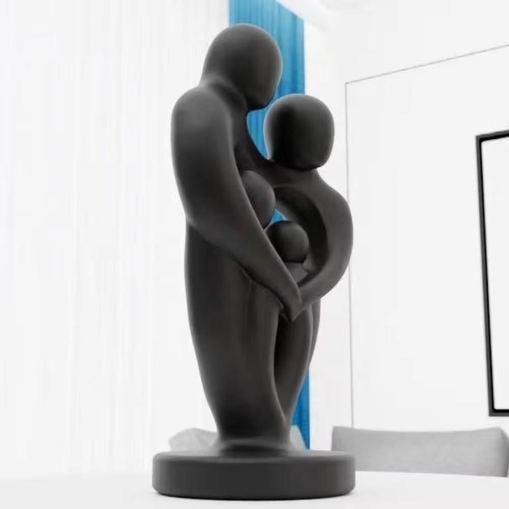 Modern Abstract Sculpture Heart Shape Parent Child Statue Gifts Family Love Figurine