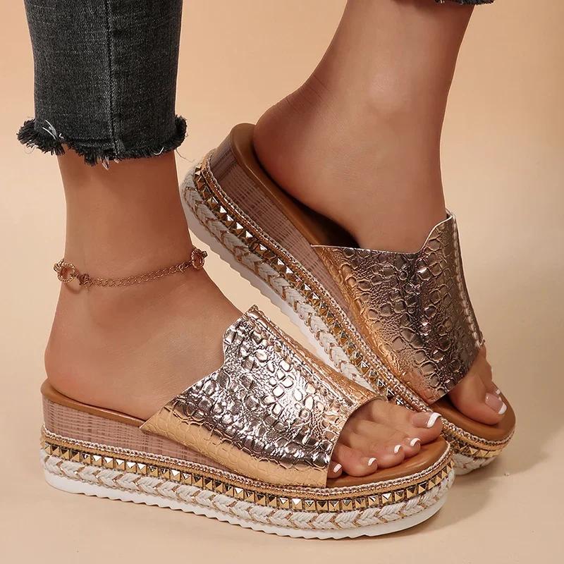 Fashion Women Platform Slippers Shoes for Women 2025 Summer Plus Size 36-43 Wedges Sandals Woman Thick Bottom Non Slip Casual Sandles