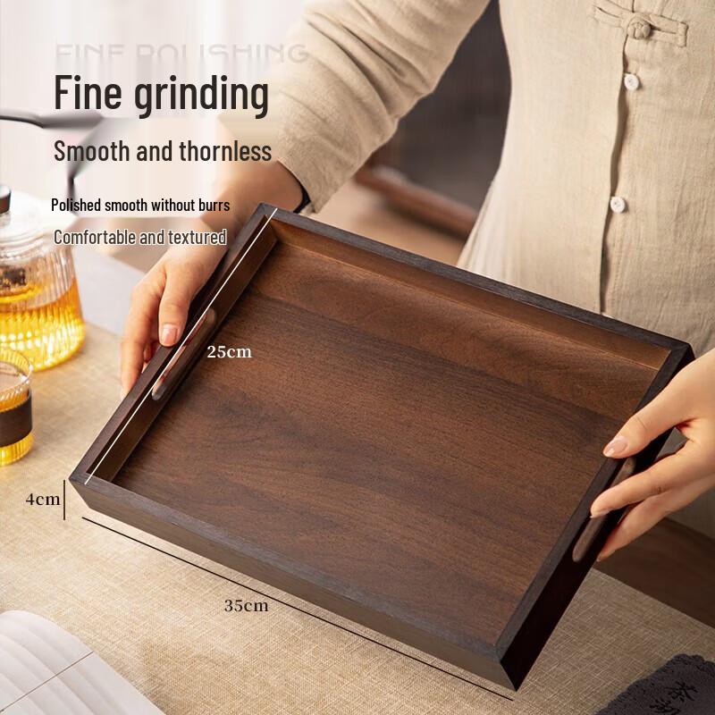YIHUTEA Bamboo & Wood Rectangular Tea Tray