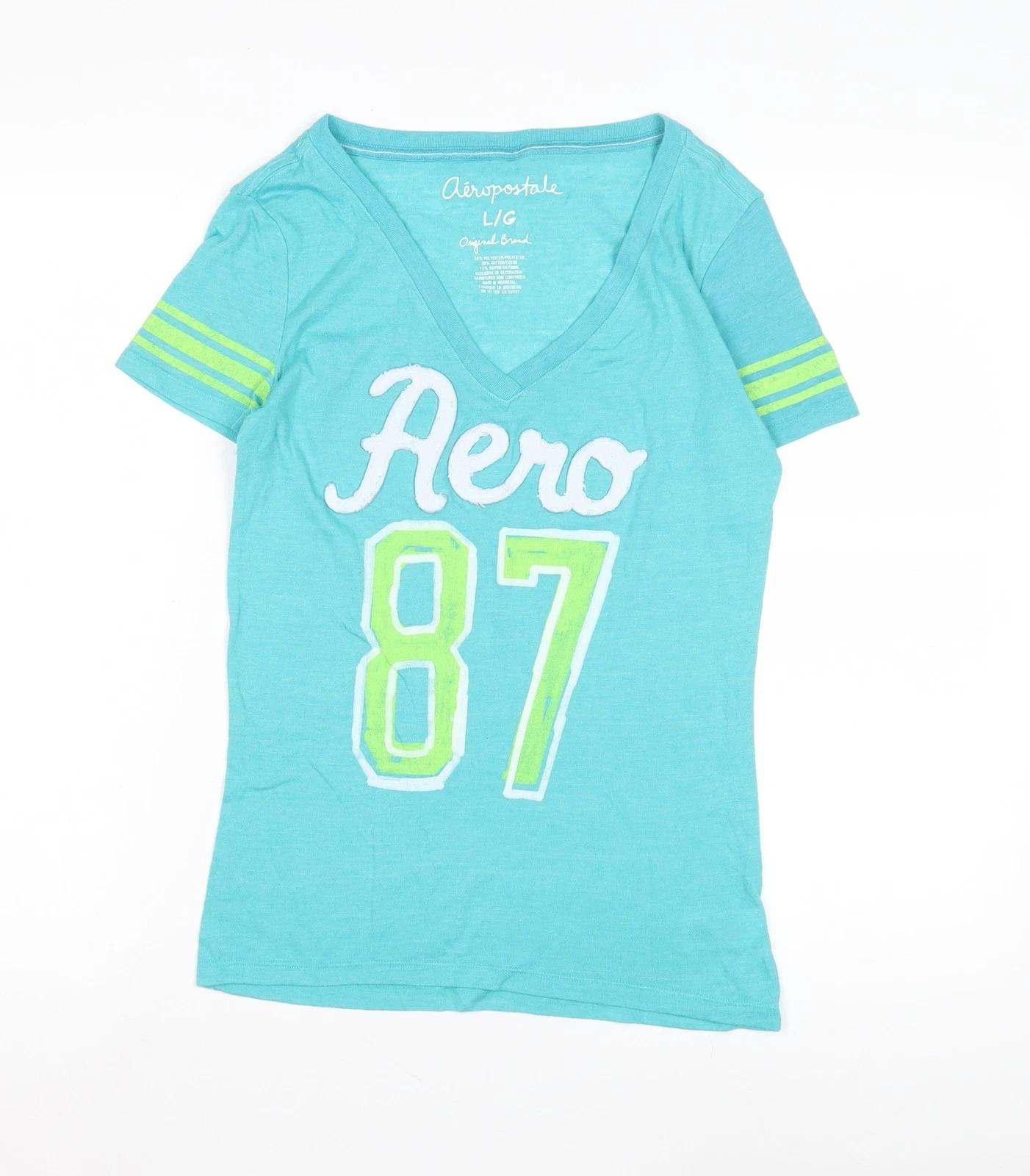 

Aeropostale Women s Blue V-Neck T-Shirt, Size L 4XL