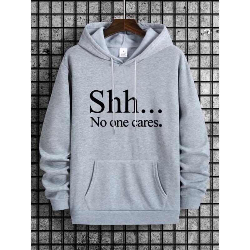 Hooded Sweatshirt, Solid Color Printed Hoodie Top, Loose Fit, for Spring Autumn and Winter