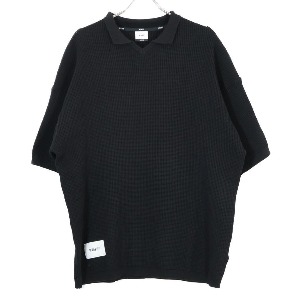 WTAPS 2013 Black Waffle Knit Short Sleeve Polo Shirt Tops X03 blackUsed