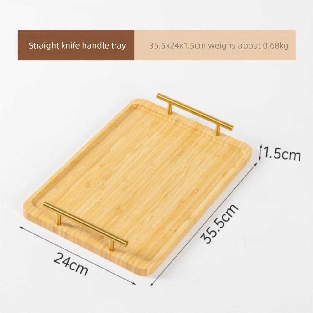Simple Rectangular Bamboo Tea Tray with Handle New Chinese Style Serving Tray Dried Fruit Snack Plate Hotel