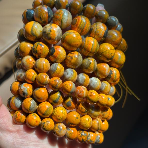 Polished Bumble Bee Jasper Bracelet High Quality Crystals Healing Stones Natural  Crystal Stones for Sale About 8-10mm
