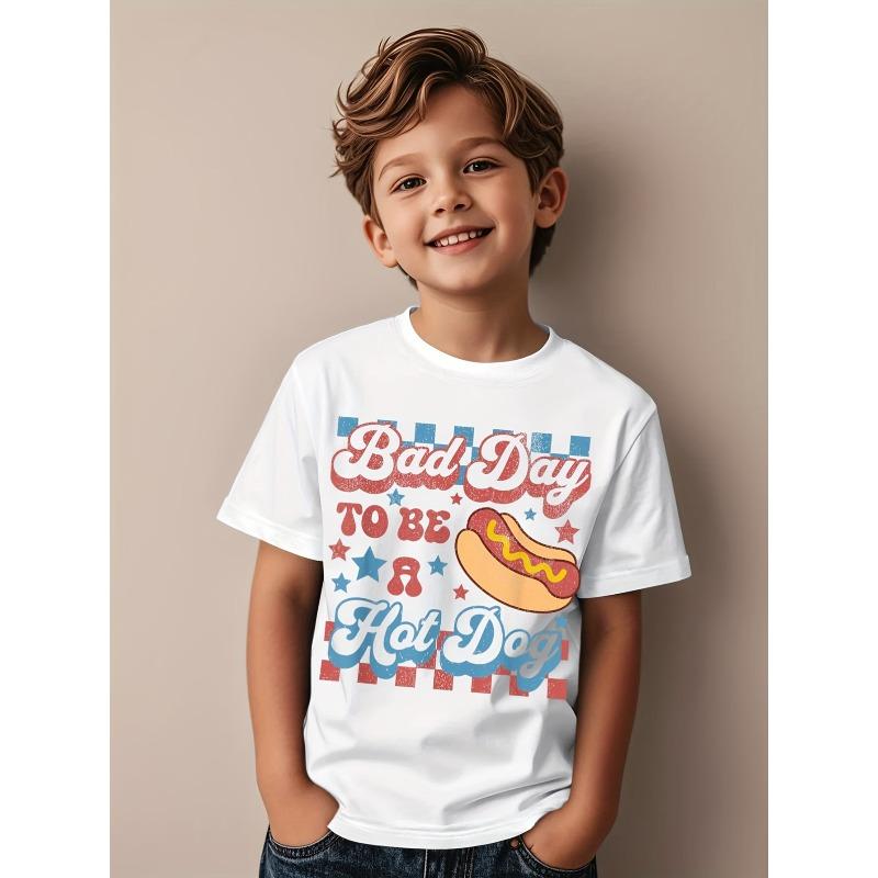 Boys  Bad Day To Be A Hot Dog  Hot Dog Star All Over Print Crewneck Tee 110 белый