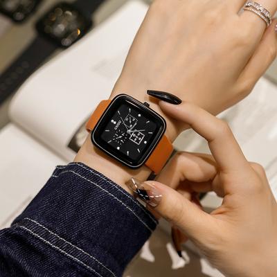 Square Women's Watch, Simple Three-eye Women's Watch, Fashionable Quartz Temperament, Trendy Women's Silicone Band Watch