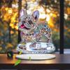 Kristall-Acryl Französische Bulldogge Schreibtisch-Ornament mit Ständer - Vielseitig für Büro & Zuhause