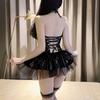 Sex Underwear Glossy Neck Straps Bat Devil Perspective Fluffy Short Skirt Battle Robe Pure Desire Uniform Suit