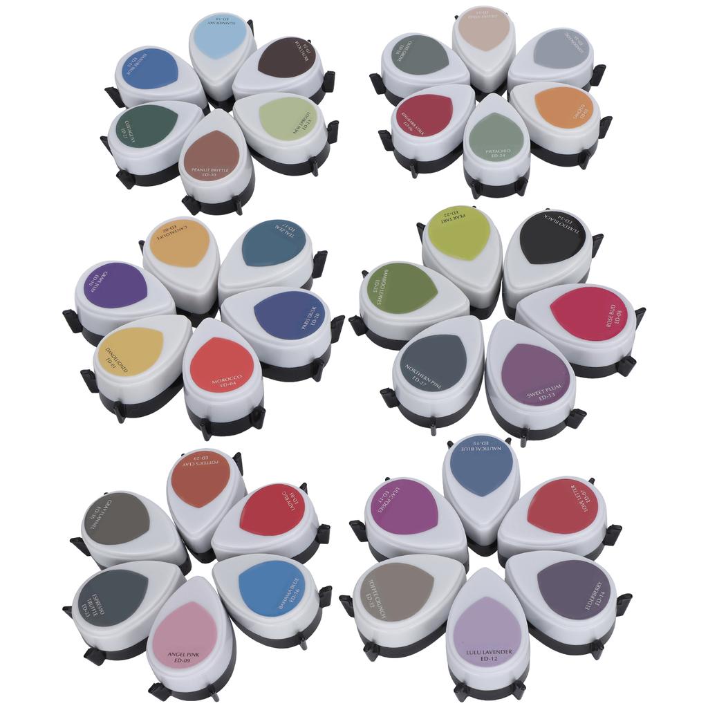 36Pcs Ink Pads Set Drop Shape DIY Portable Colorful Art Painting Stamp Accessories