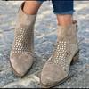 New European and American Retro Side Zipper Thick Heel Sequined Hot Diamond Large Size Women's Short Boots