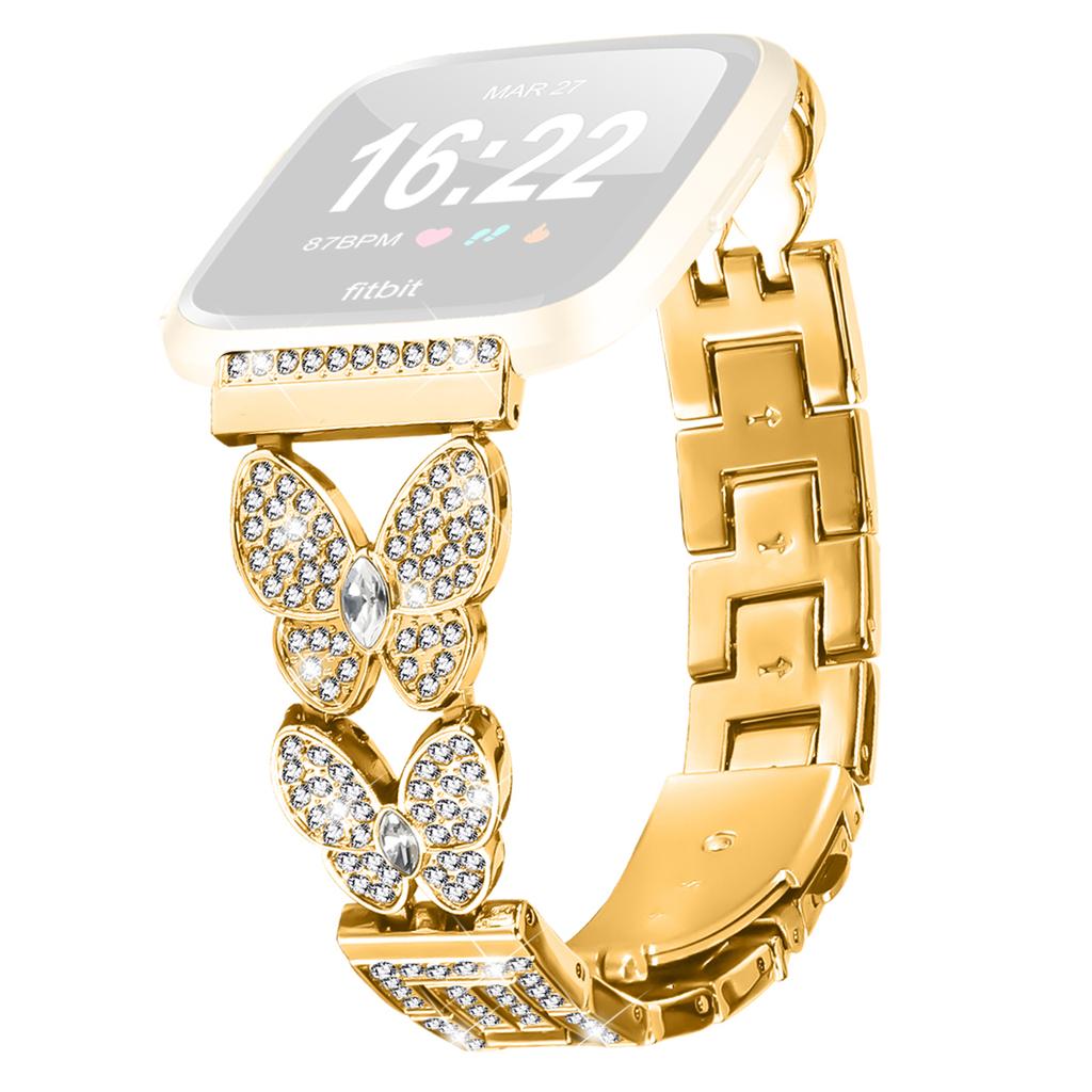 Per Fitbit Versa/Versa 2 Cinturino Orologio Decorazione Farfalla Strass Cinturino in Metallo Lega