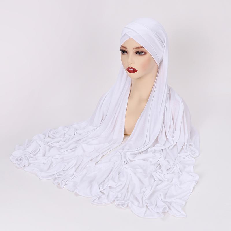 Müslüman Çapraz İç Bone Jarse Anında Tesettür Yumuşak Türban Düz Şal İyi Dikiş Esnek Eşarp Saç Bandı Sarıklar Tesettür Kadınlar