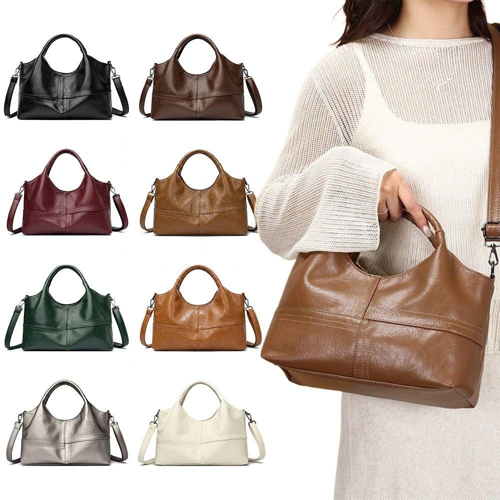 Elegant Soft Leather Crossbody Bag Multi-Compartment Large Capacity Shoulder Bag Handle Messenger Bag Female