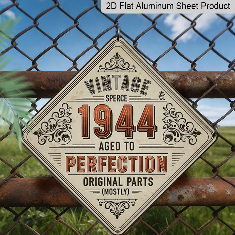 

2D Flat, 1pc, Vintage Metal Aluminum Sign Decoration, Vintage 1944 Aged To Perfection, Vintage Decorative Sign, Vintage Wall Art Decor, Suitable for 20*20cm
