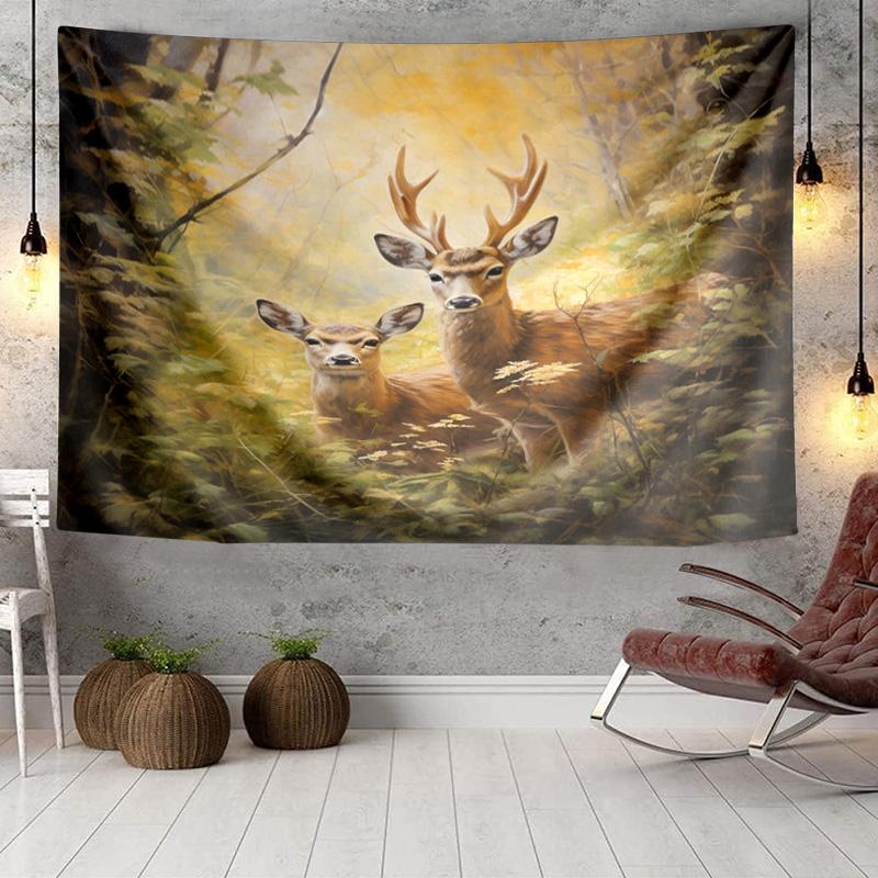 Deer With Floral Crown Tapestry Room Decoration Wall Hanging for Living Room Bedroom, dormitory, Birthday and Christmas gifts