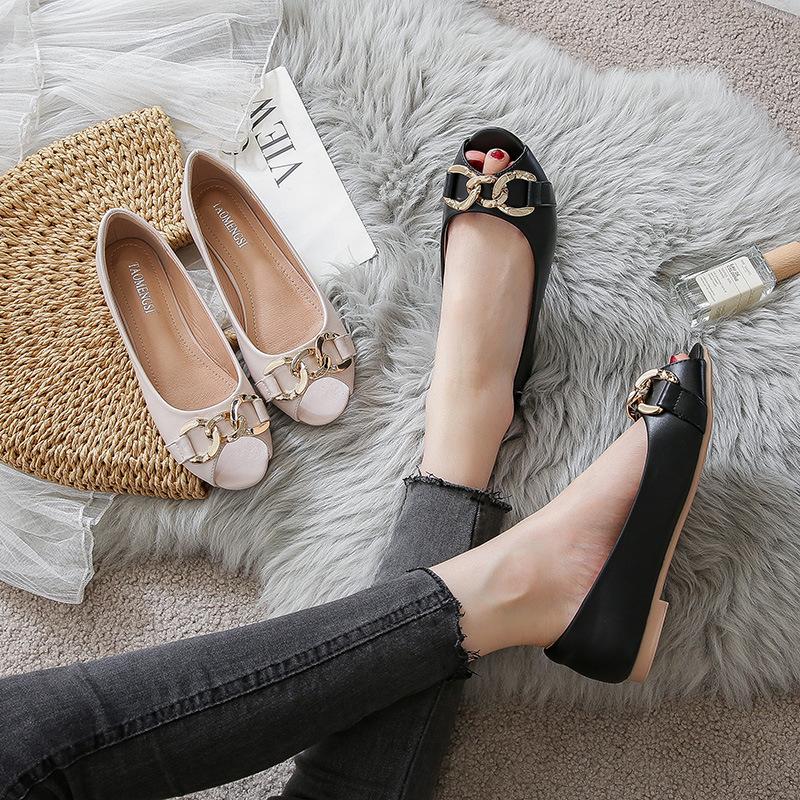 U Yixinda flat-bottomed Doudou shoes women's new fish mouth single shoes wear ladyshoes with one pedal