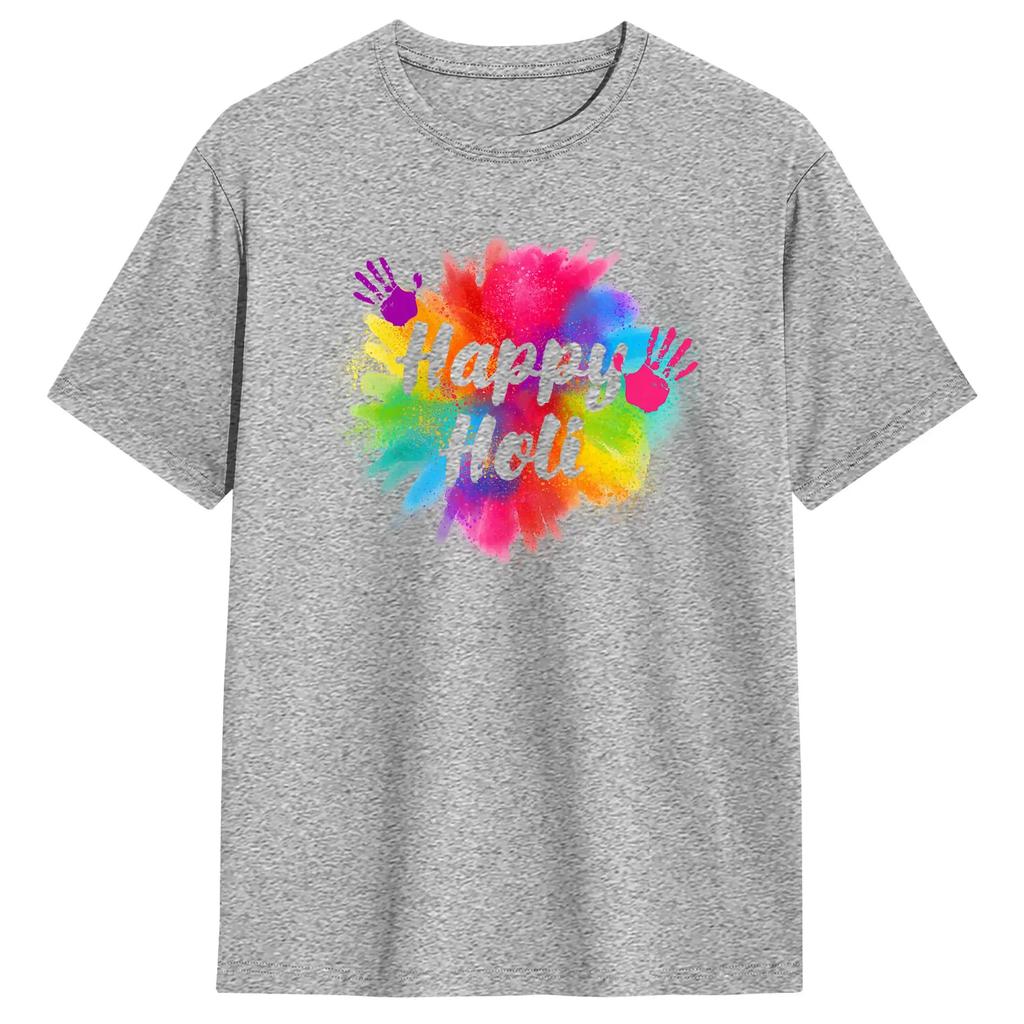Happy Holi T Shirt WoUnisex s Color India Hindu TShirts For Unisexs Tee Shirt Short Sleeve Y2K Basic Top Tees
