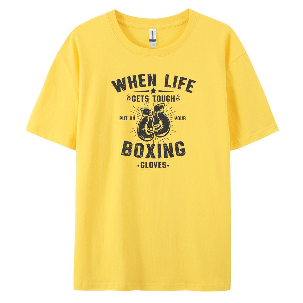 Boxing Comfortable Mens Loose Fit Tshirt with Stylish Prints Vintage and Short Sleeved
