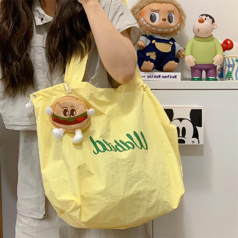 Relaxation Tote Bag Lady BrandNew Drawstring Canvas Bag Commuter Portable Handbag Large Capacity Shoulder Bag Strong