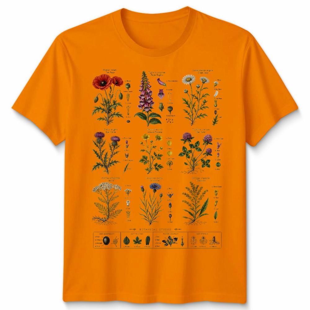 T-shirt Unisex Variazioni Floreali Fiori Selvatici Britannici Grafica Retro Cool