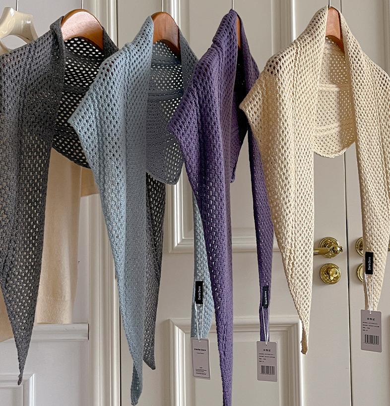 Wool Fashion Hollow Knitted Triangle Scarf Shawl With Women'S Vest Scarf High-End Skirt Waist Scarf Waist Versatile Scarves
