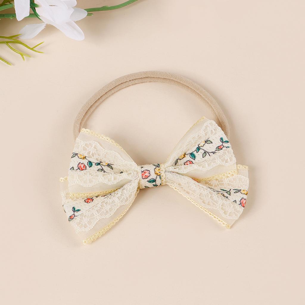 European American Style Pink Red Lace Hair Bow Headbands Fashionable Flower Bowknot Hairbands for Baby Girls Made of Polyester