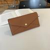 Genuine Leather Wallet. First Layer Cowhide Lychee Pattern Envelopes Spliced With Contrasting Colors. Long Three-fold Wallet