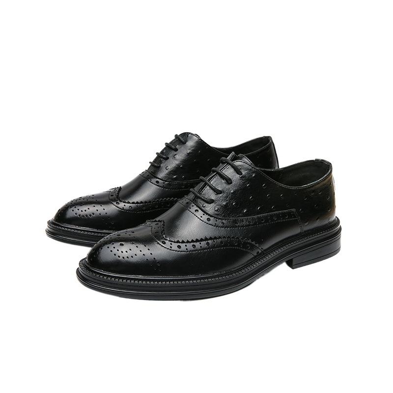 Large Size Spring and Autumn Business Brock Flower Leather Shoes Men's British Dress Oxford Shoes Office Professional Leather Shoes