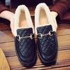 Thick-soled small fragrant wind winter women's shallow mouth cotton shoes Korean version versatile thickened warm fashion leather cotton shoes wat